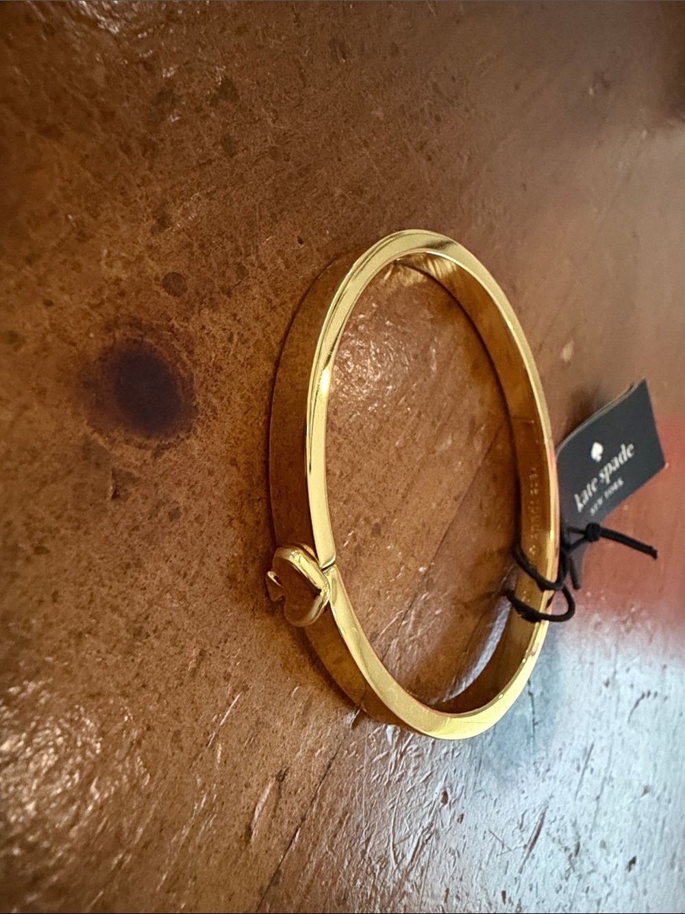 kate spade Gold Tone Heart Hinged Bangle Bracelet